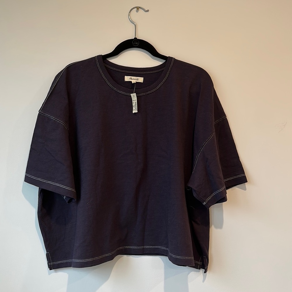 Madewell navy cropped shirt